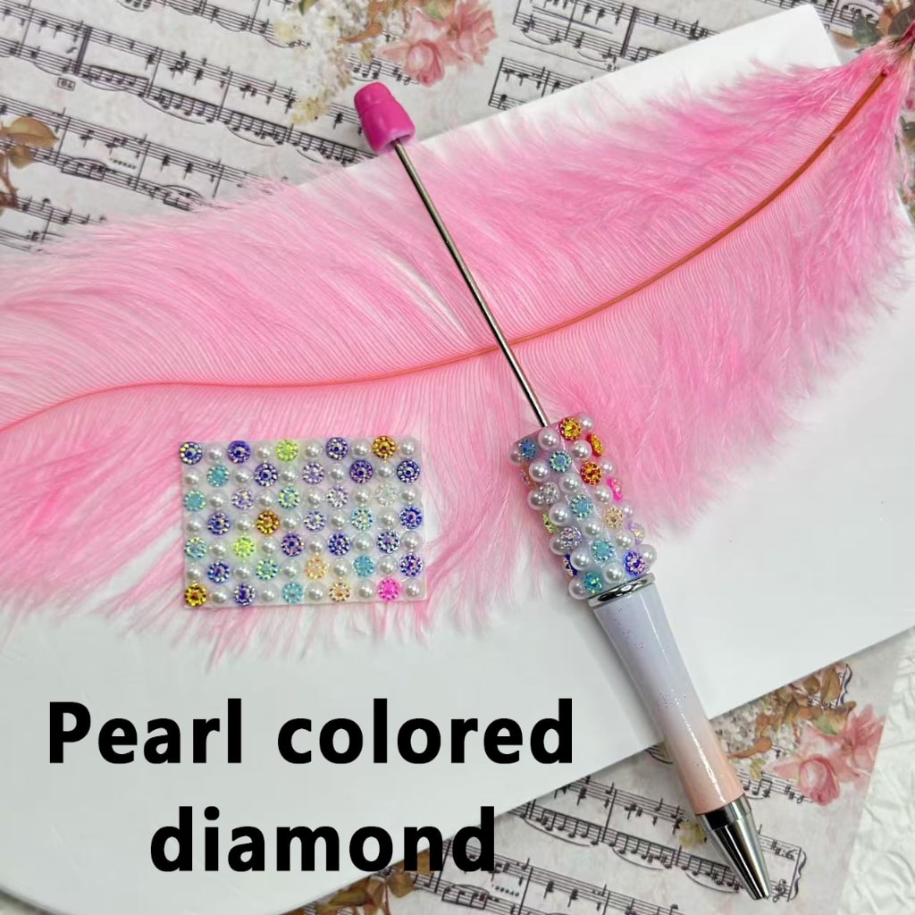 Wraps Tapes with DIY Bling Bling Colorful Rhinestones White Pearls for Pen, 78 Small Pieces in 1 Sheet, Please Read the Description