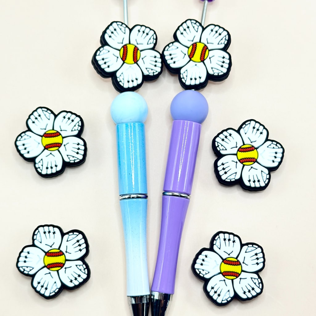Baseball Cute Mini Flower Silicone Focal Beads