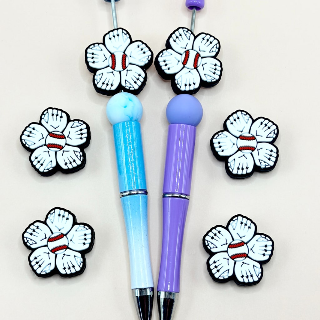 Baseball Cute Mini Flower Silicone Focal Beads