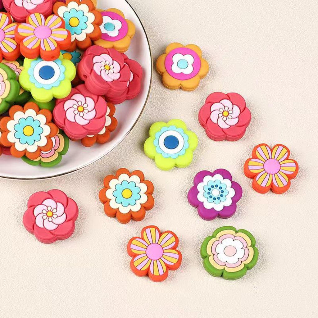 Colorful Flowers Mini Cute Series Silicone Focal Beads