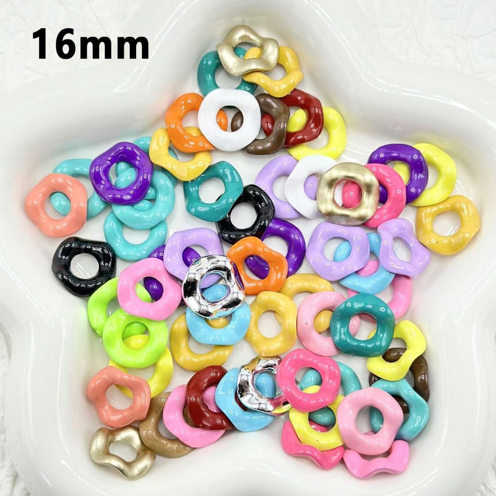 Cute Glossy Multi-Color Wavy Shape Acrylic Spacer Beads, Random Mix, 16MM