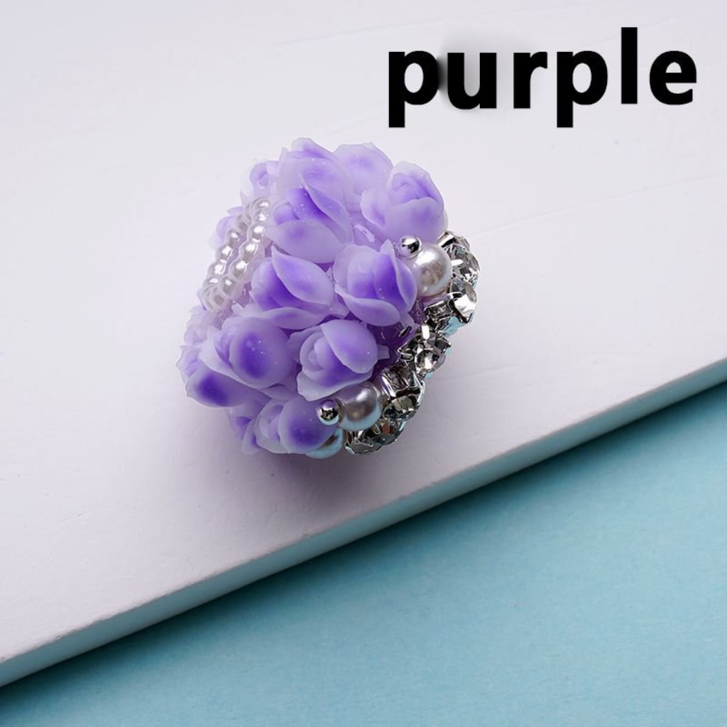 Cute Flowers Bling Bling Tulips Clear Rhinestones Chains White Pearls Round Acrylic Beads, Around 25*18MM