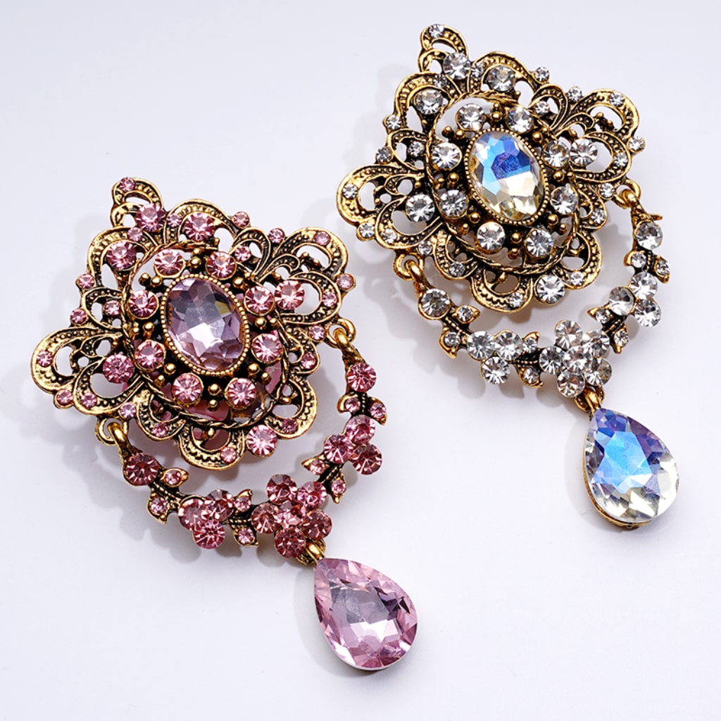 Gold Bling Bling Fancy Alloy Artwork with Shiny Rhinestones Pendants Cute Butterflies Hearts Stars Clay Beads, Around 49*83MM