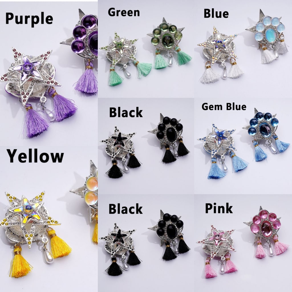 Elegant Silver Alloy Star Leaf Adorned with Clear & Multi-Color Sparkling Rhinestones, Mini Bubble Balls & White Pearl Tassel Pendant Embellished with Acrylic Beads Approx. 46x64MM