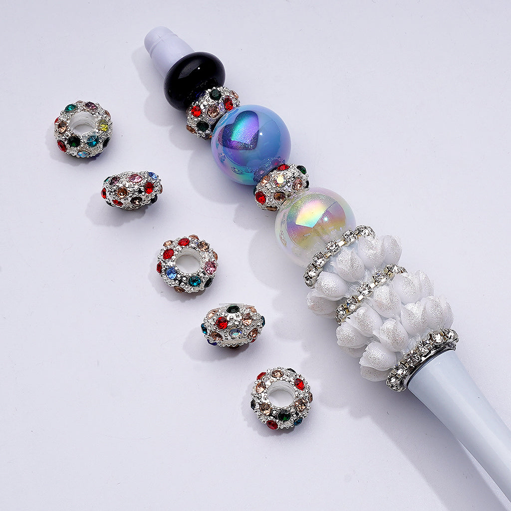 Metal Beadable Spacers with AB Color Rhinestone, 12mm