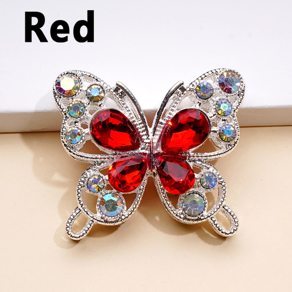 Elegant Silver Alloy Butterfly Beads – Adorned with AB & Multicolor Water Drop Rhinestones (3531MM)