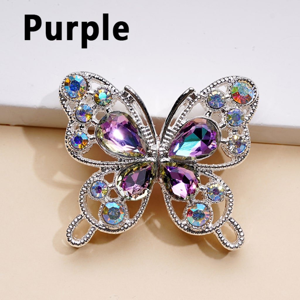 Elegant Silver Alloy Butterfly Beads – Adorned with AB & Multicolor Water Drop Rhinestones (3531MM)