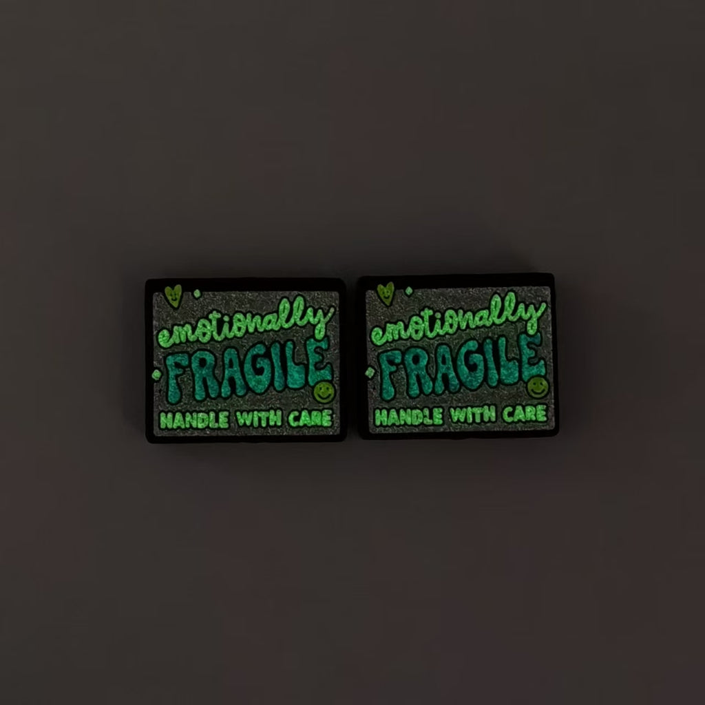 Here's a refreshed and SEO-friendly version: Glowing "Handle with Care" Silicone Focal Beads – Emotionally Fragile Design