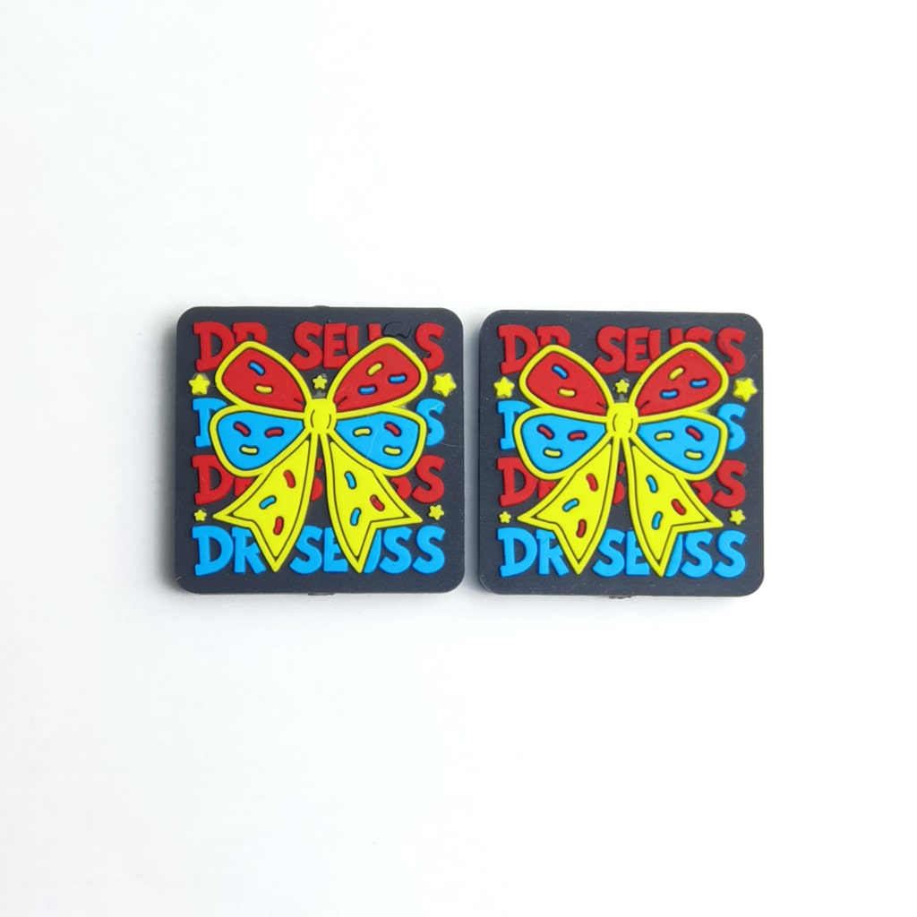 Whimsical Dr. Seuss Bowknot Beads – Glowing Silicone Accent with Playful Colors