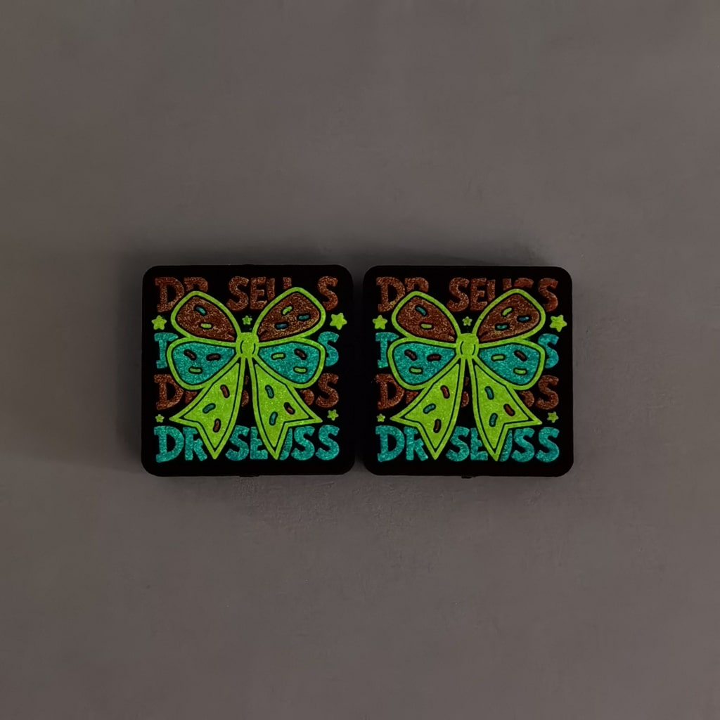 Whimsical Dr. Seuss Bowknot Beads – Glowing Silicone Accent with Playful Colors