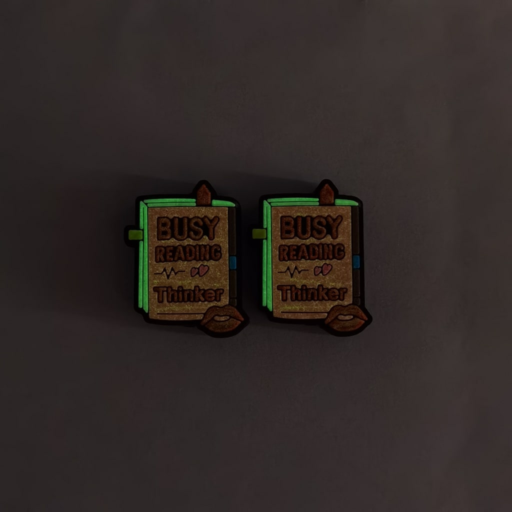 Glowing Pink Book Silicone Beads – Luminous Focal Charm for Thinkers & Readers