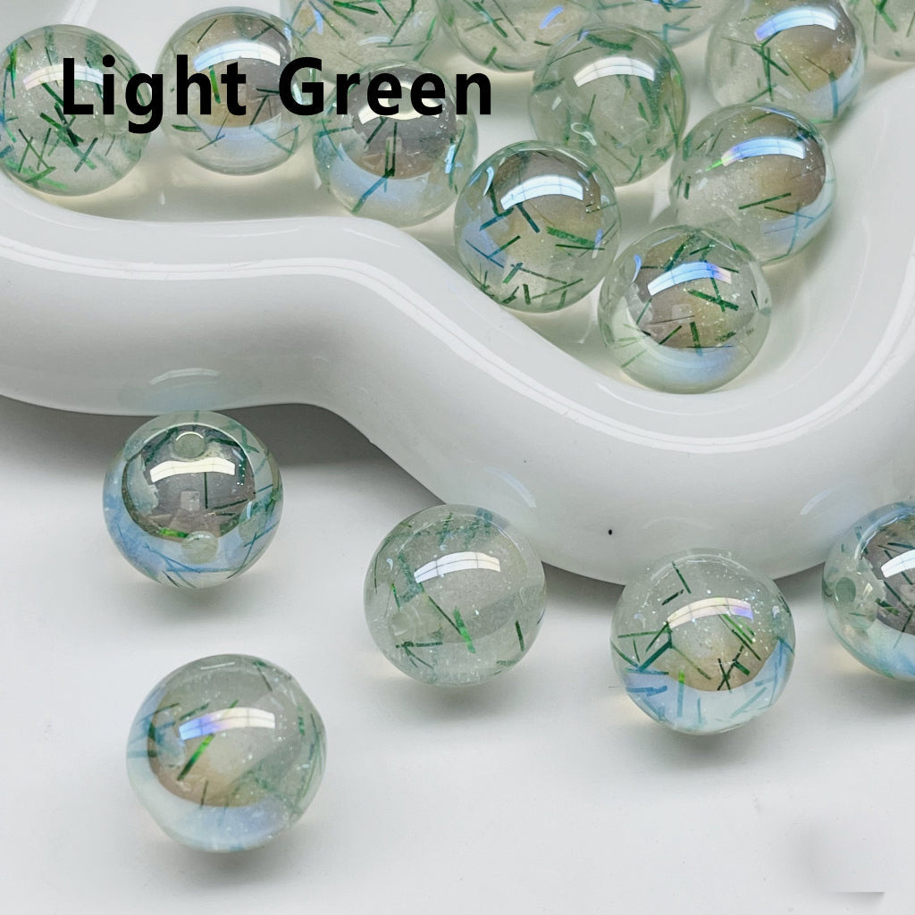 Vibrant Clear Round Acrylic Beads – Glossy Glitter with Colorful Foil Paper Inside (16MM)