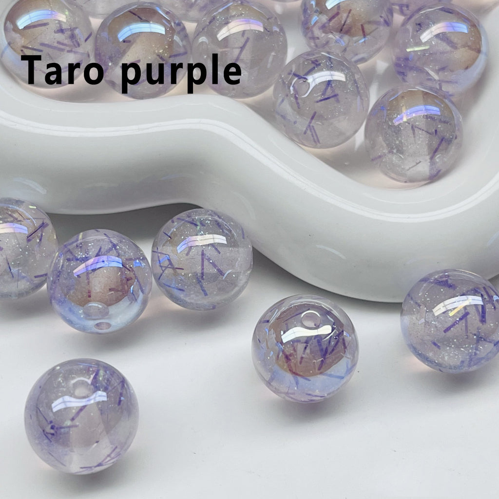 Vibrant Clear Round Acrylic Beads – Glossy Glitter with Colorful Foil Paper Inside (16MM)