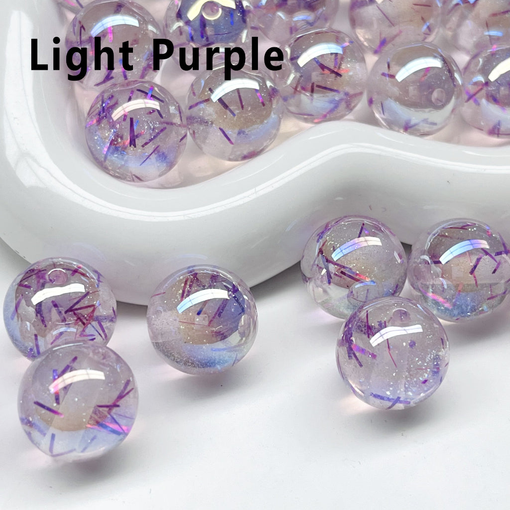 Vibrant Clear Round Acrylic Beads – Glossy Glitter with Colorful Foil Paper Inside (16MM)