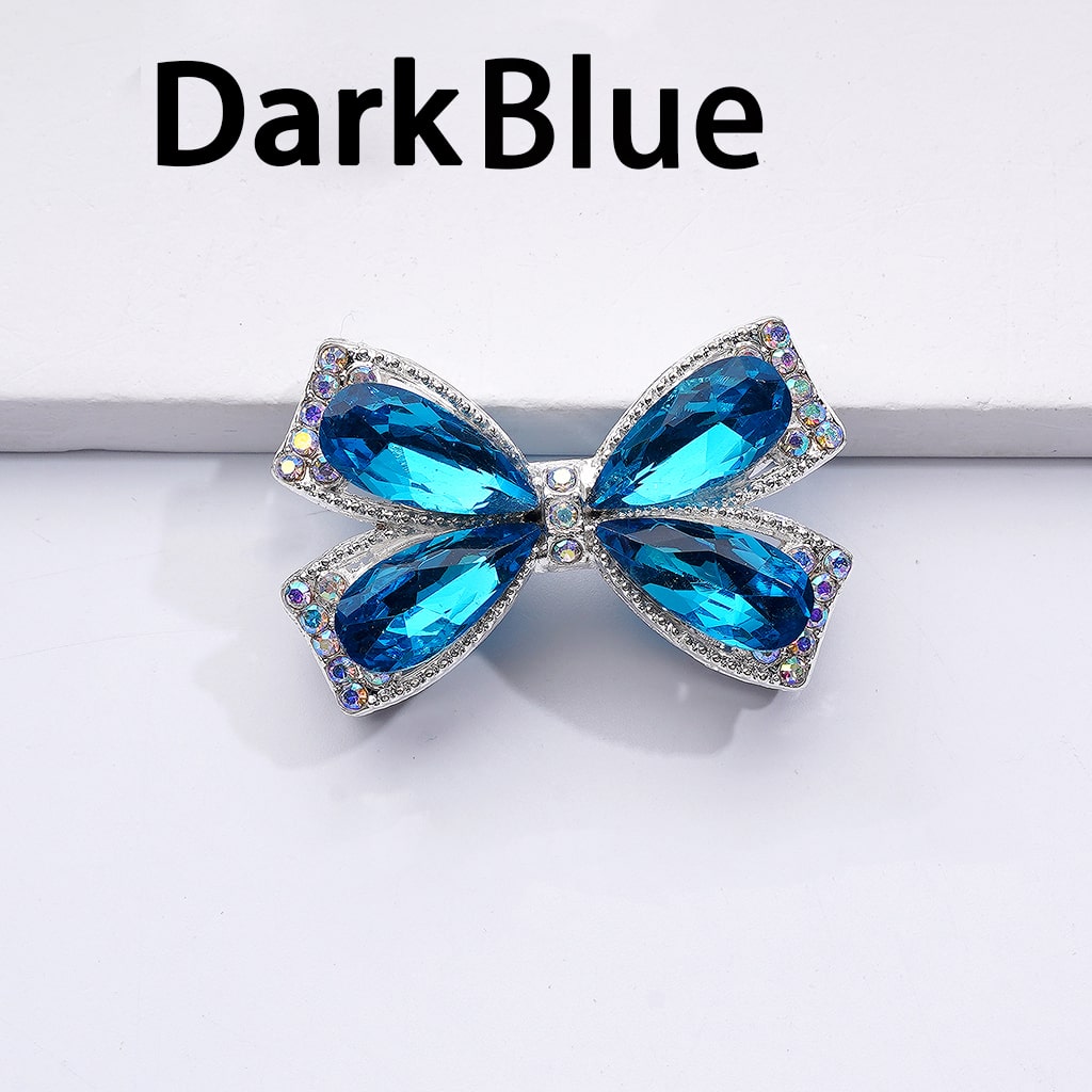 Dazzling Silver Bowknot Beads 24*38MM, Alloy Embellishments with Sparkling Rhinestones