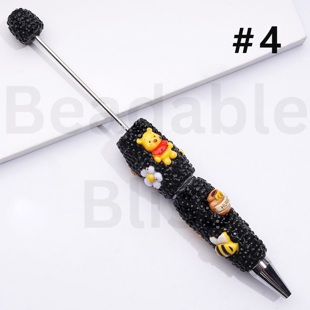 Adorable Winni the Poo Design with AB Rhinestones Beadable Clay Pens