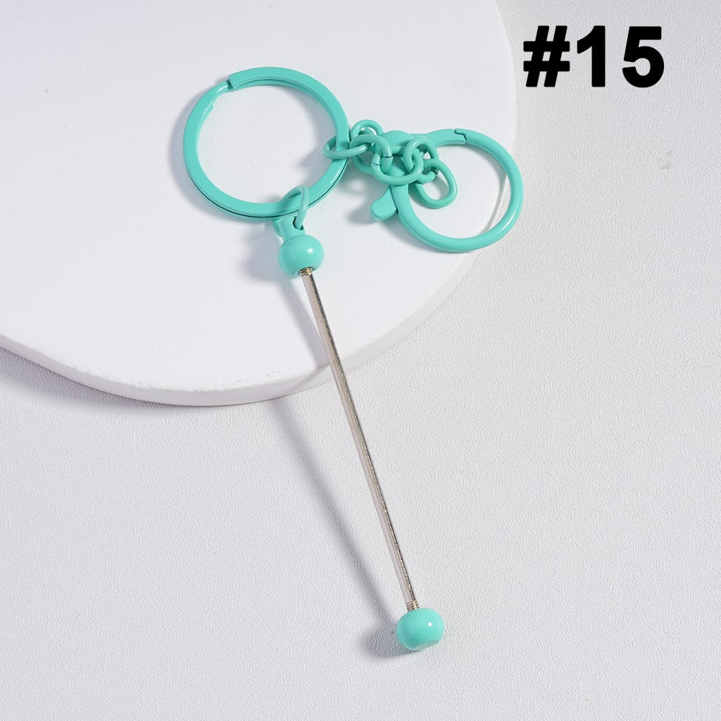 Bar with Metal Beadable Keychain and Lobster Clasp in Solid Colors