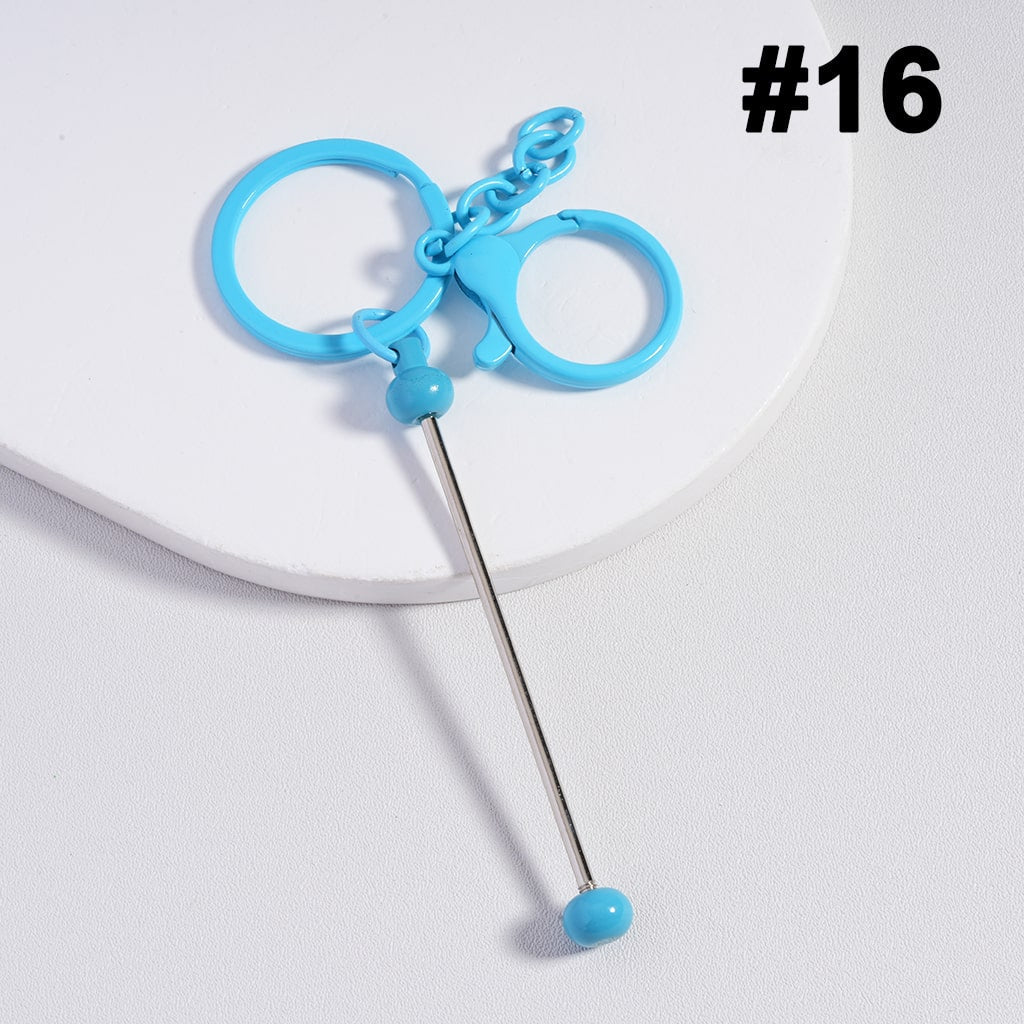 Bar with Metal Beadable Keychain and Lobster Clasp in Solid Colors