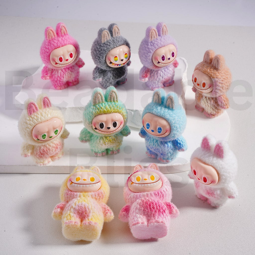 Labub Pop Mar Flocked Cute Vivid Acrylic Beads Pen Toppers Jewelry Accessories Pendants, 54*40MM
