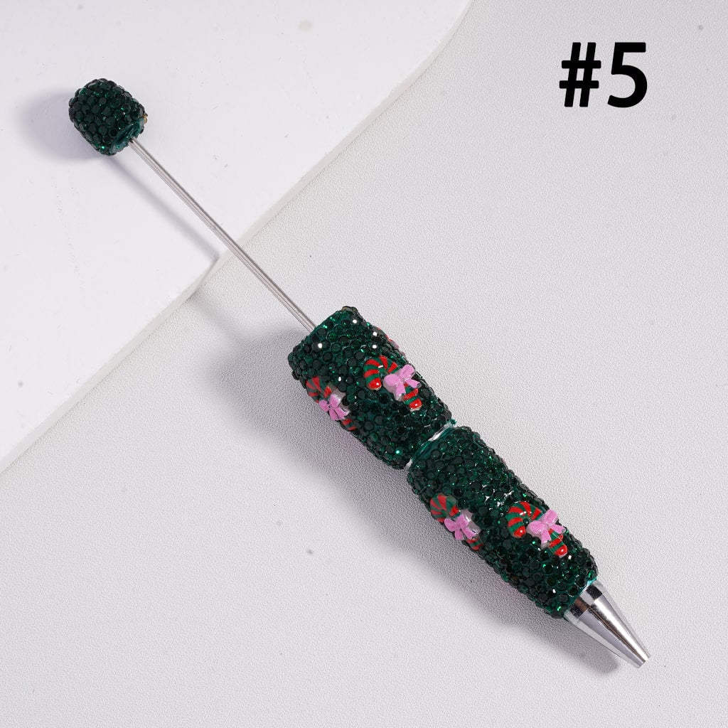 Christmas Series Father Christmas Tree Snowman Candy Cane Green Rhinestones Beadable Clay Pens