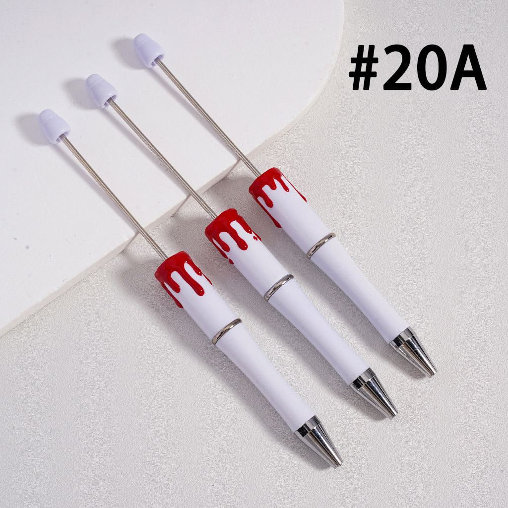 Halloween Beadable Pen Bloody Drip White Pen with Red Blood Design