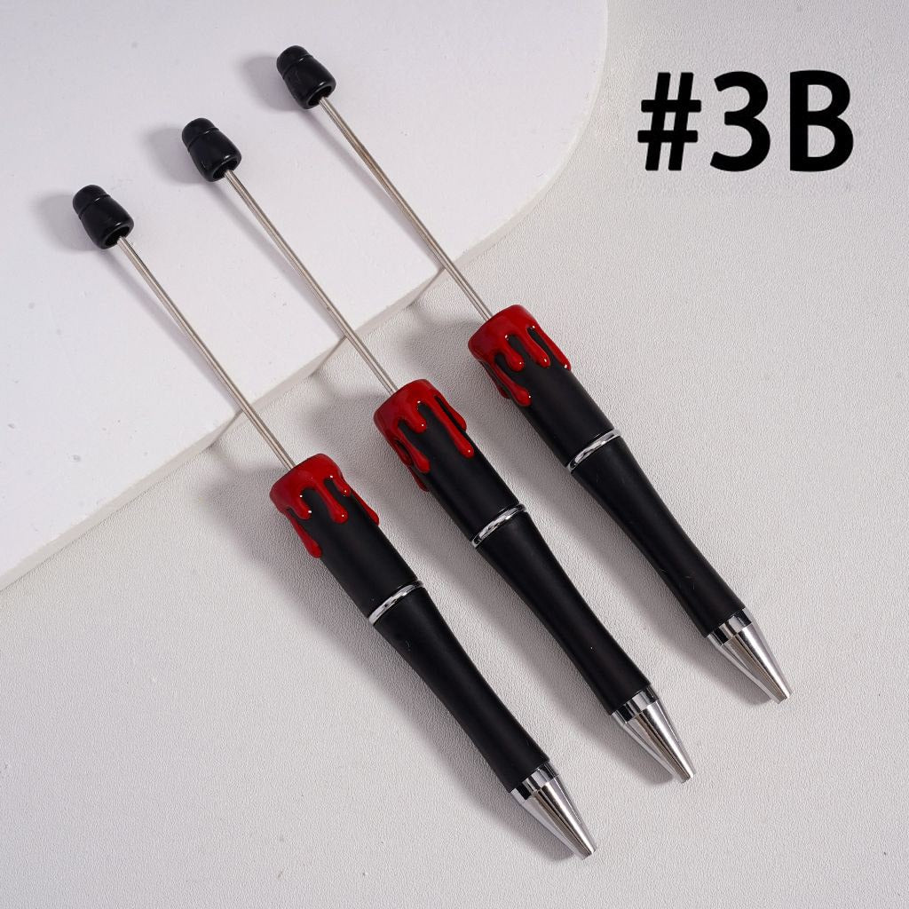 Halloween Beadable Pen Bloody Drip White Pen with Red Blood Design
