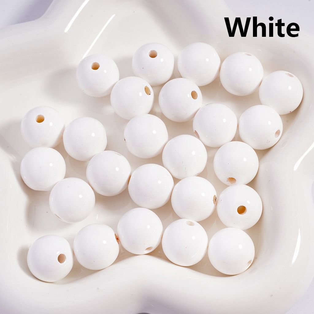 Solid Color Round Acrylic Beads Stoving Varnish 16MM (Single Color is available for 200pcs Whole bag)