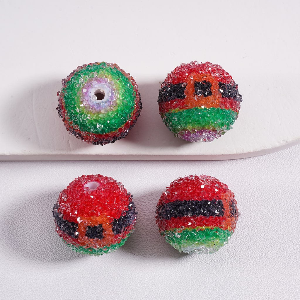 Green & Exquisite Red Christmas Belt Girdle Waistband Round Sugar Acrylic Beads,20MM