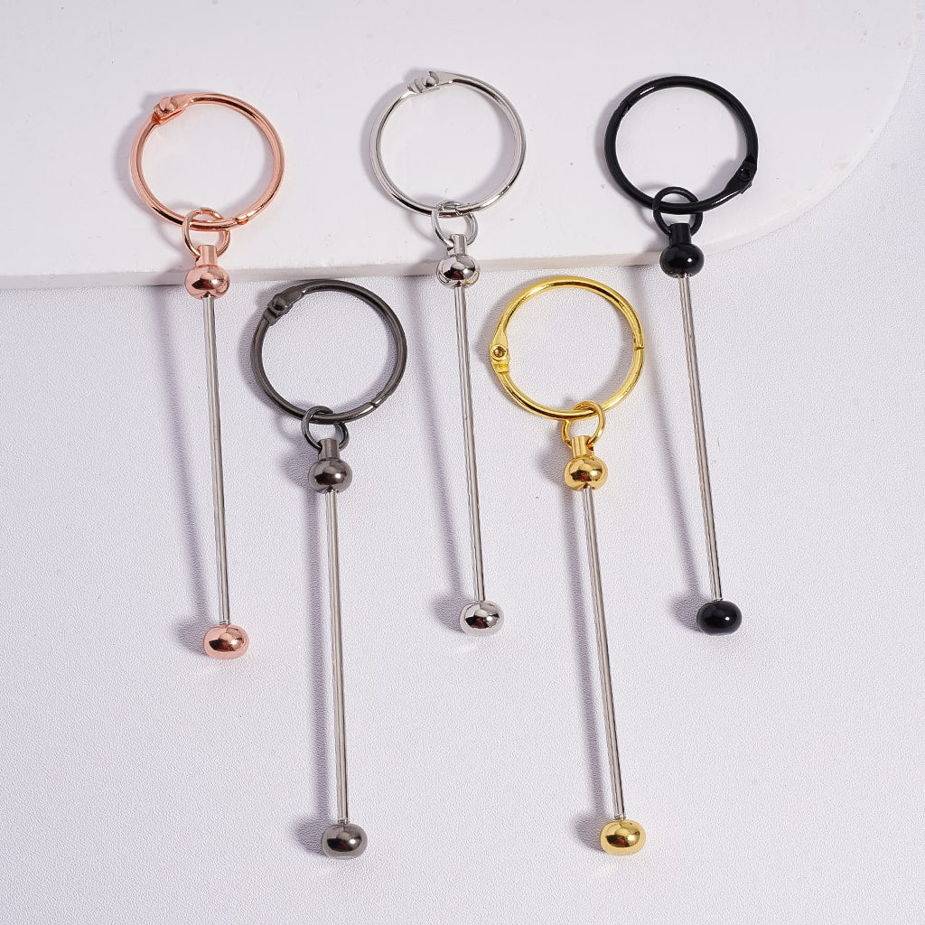 DIY Beadable Metal Keychain with Bar, 117MM