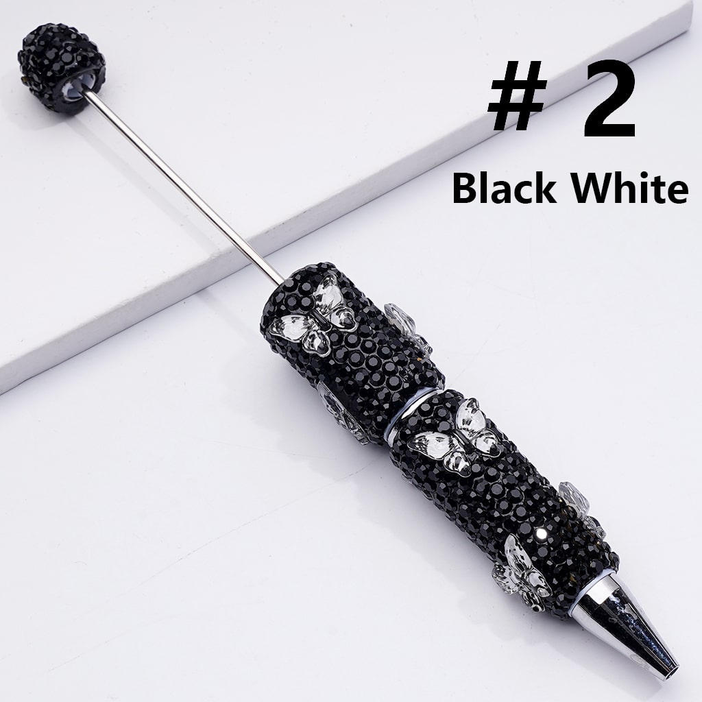 Black Rhinestones Double Color Butterfly Beadable Clay Pens