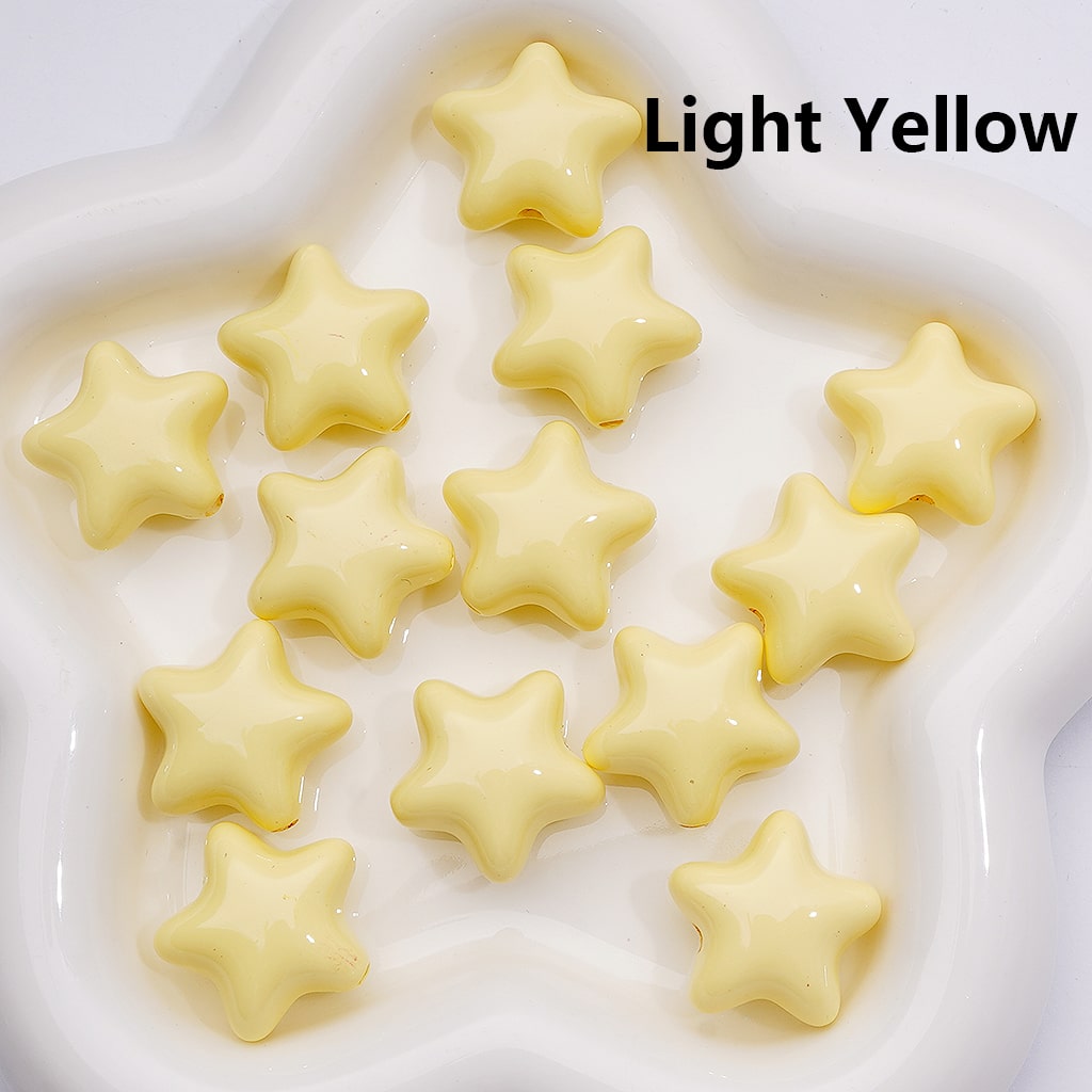 Solid Color Five-Pointed Star Acrylic Beads Stoving Varnish 23MM (Single Color is available for 200pcs Whole bag)