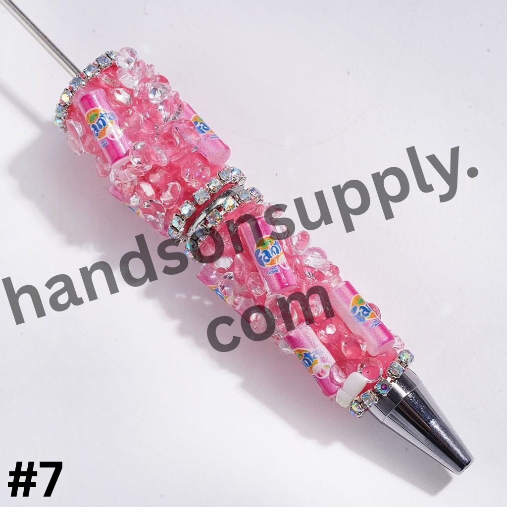 Refreshing Soda Carbonated Soft Drink Can and Cone-Shaped Rhinestone AB Chains, Handmade Beadable Pens, Multi-Color