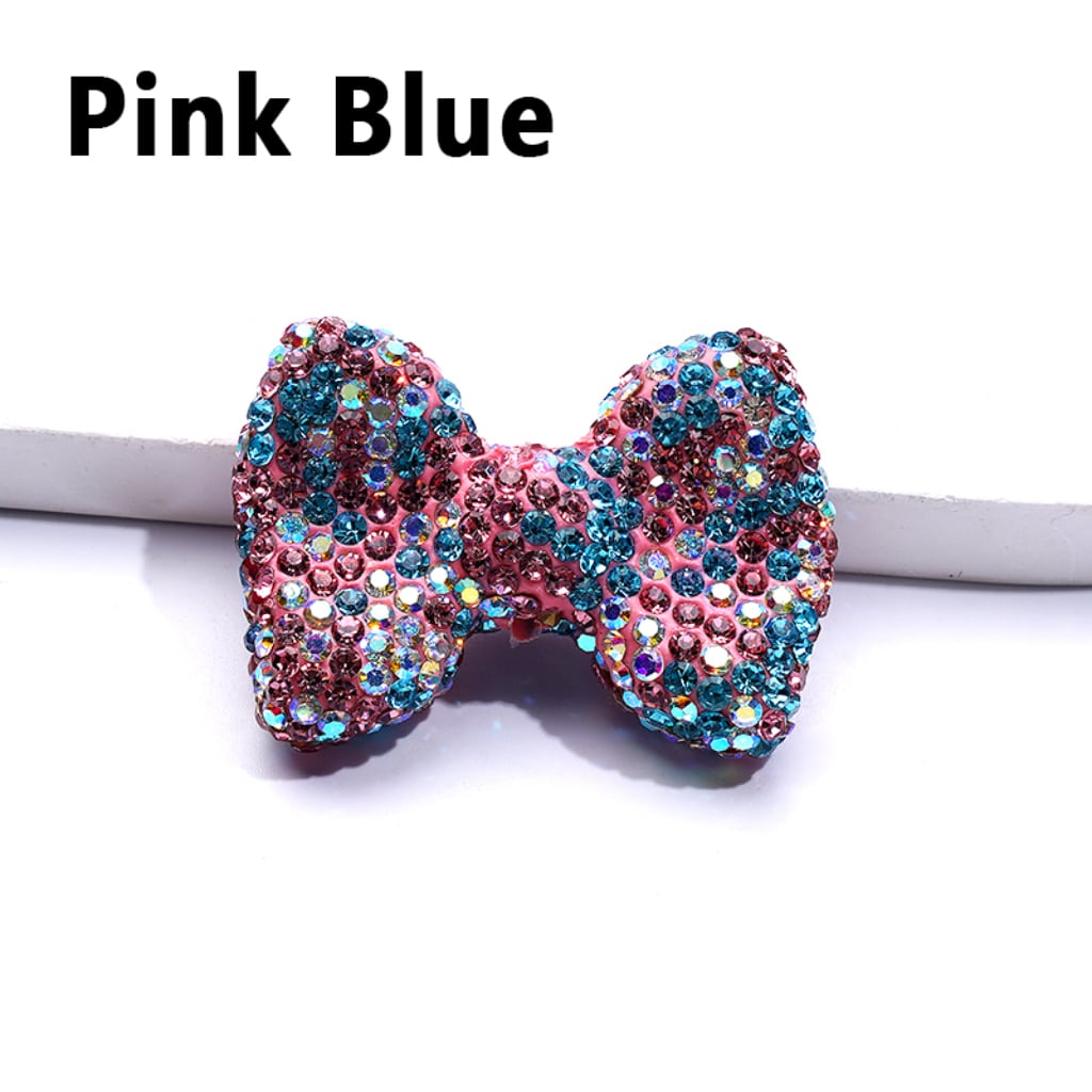 Sparkling Multi-Color Bowknot Clay Beads with Radiant Rhinestones 28x40MM