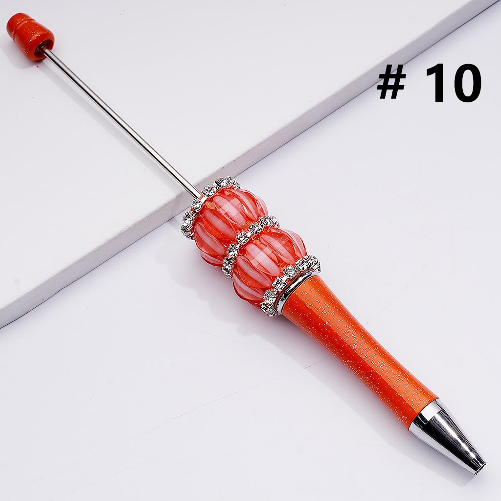 Solid Color Mini Pumpkin Charms Beadable Pens with Clear Rhinestones Chains