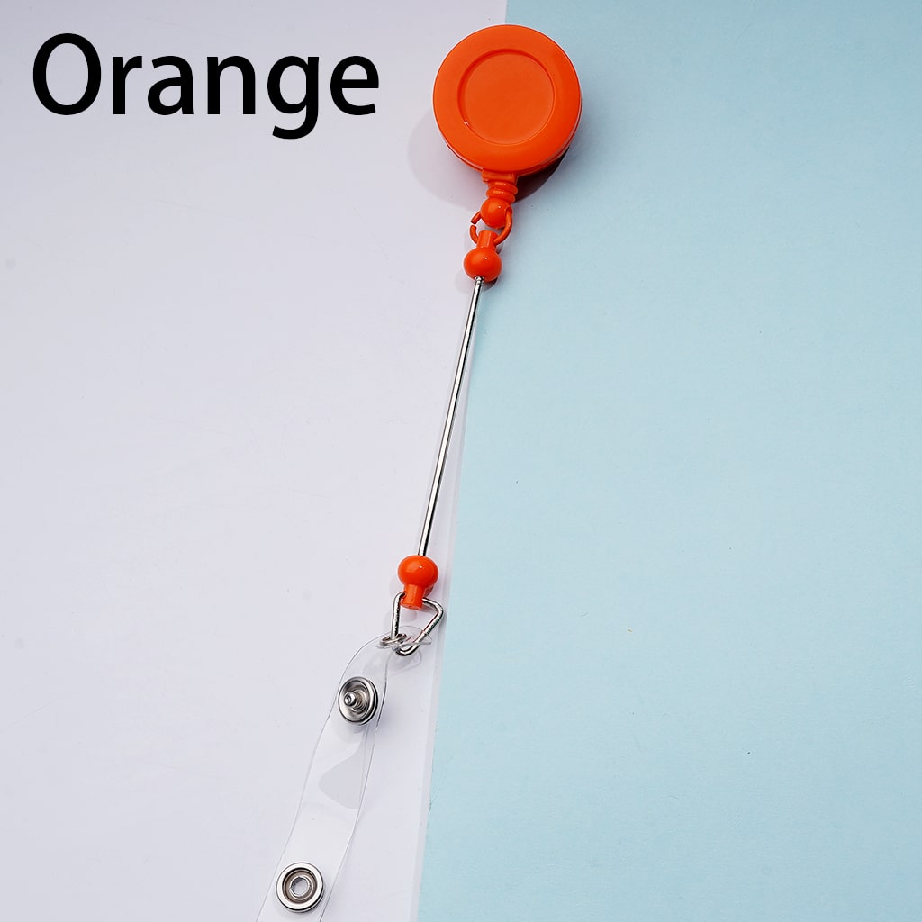Retractable Back Badge Holder Reels Creative Beaded with Rotating Crocodile Clip & Keychain Bar
