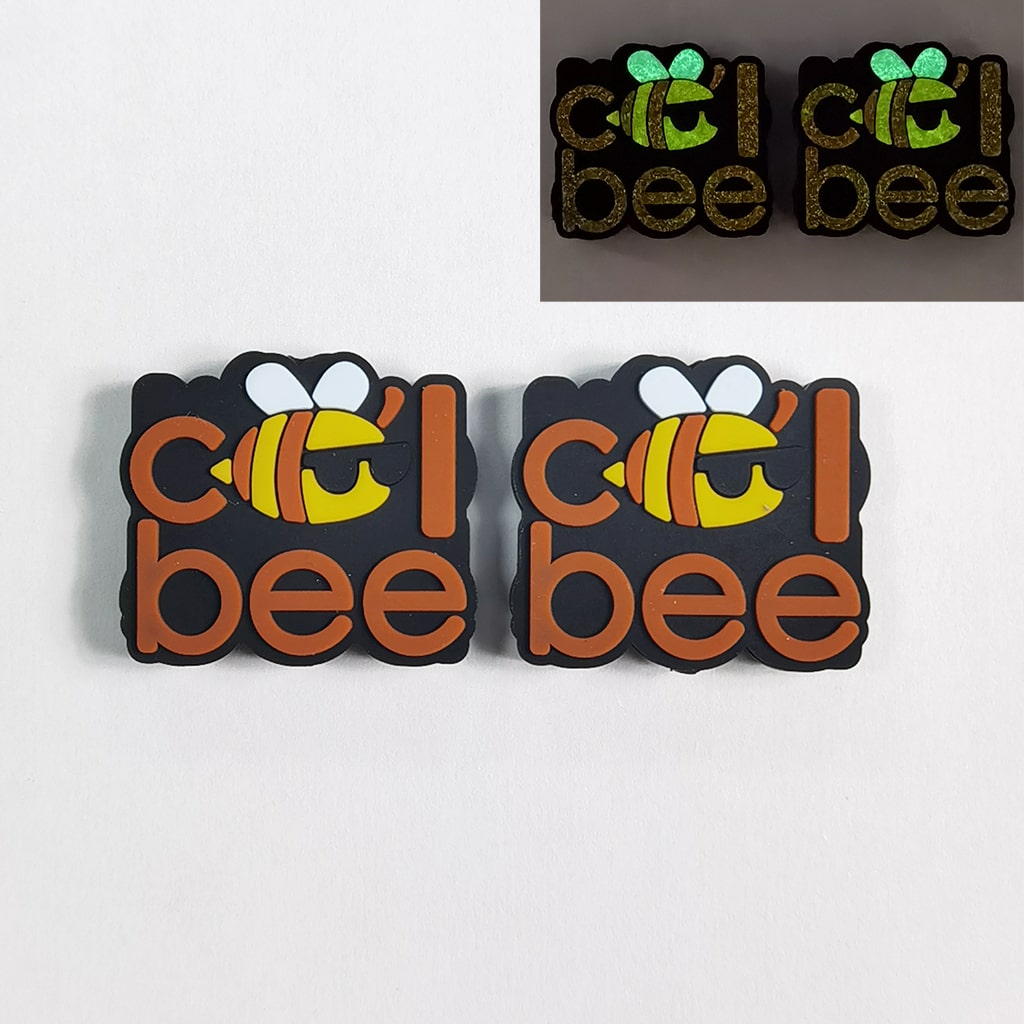 Luminous Cool Bee with White Wings Black Sunglasses Silicone Focal Beads