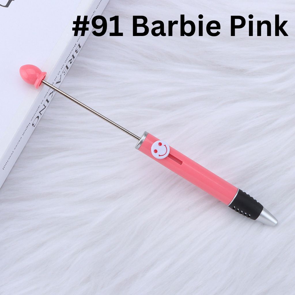 Fashionable DIY Plastic Beadable Pen with Smile Emoji in Solid Colors