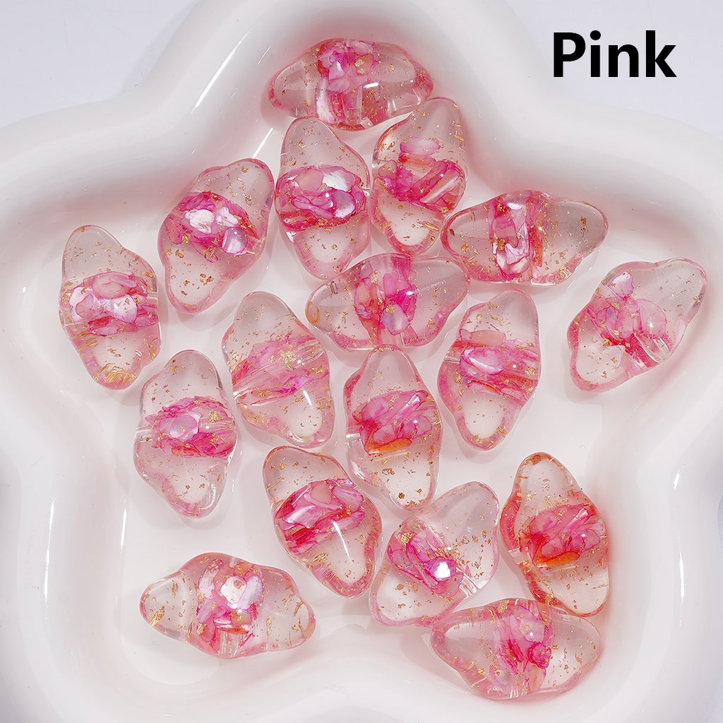 Clear Heart Acrylic Beads with Multi-Color Shells & Gold Foil Paper 13*22MM (Single Color is available for 200pcs(Whole bag))