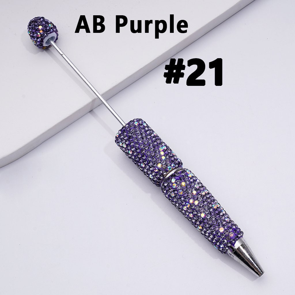 Beadable Clay Pens – Fully Wrapped in Multi-Color & AB Rhinestones for a Vibrant, Eye-Catching Design