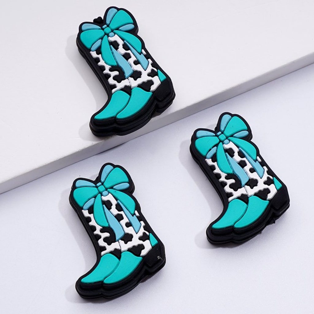 Cute Cow Prints Boot with Bows Silicone Focal Beads
