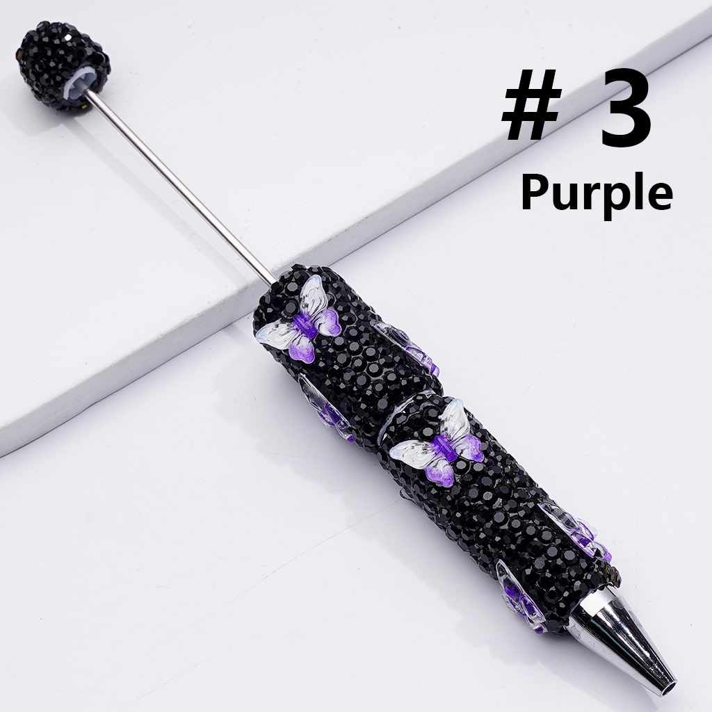 Black Rhinestones Double Color Butterfly Beadable Clay Pens