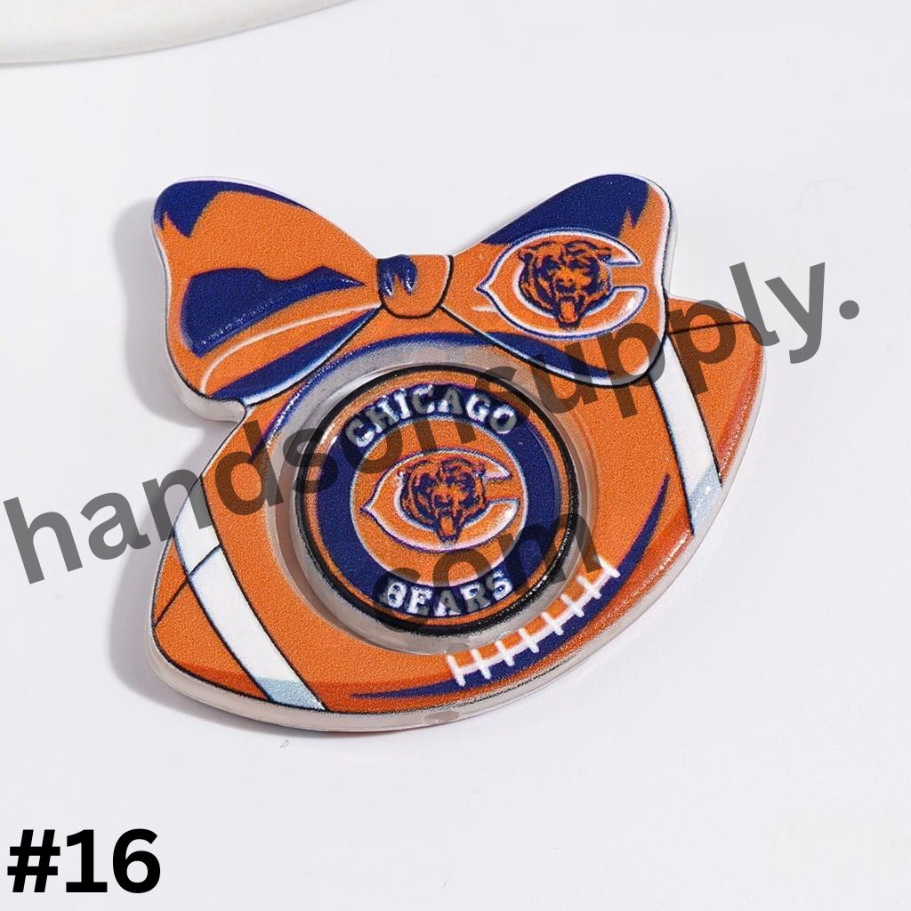 American Football Team Design Hollow Bowtie Frame with Flat Round Acrylic Beads Collection Set, Large Size