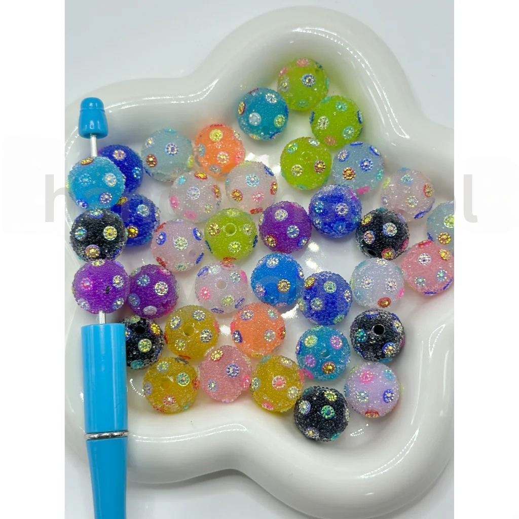 Sparkling Rhinestone Flower Round 16MM Mix Colorful Acrylic Sugar Beads