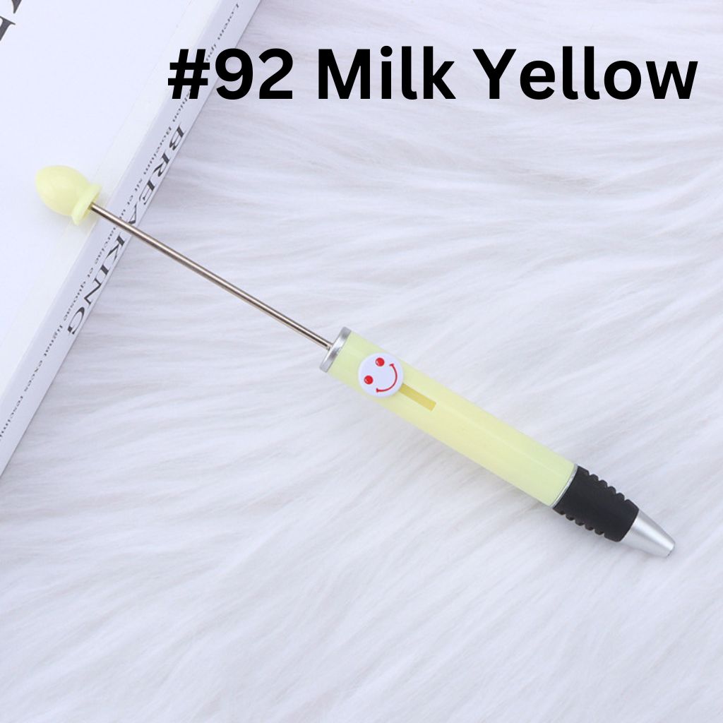 Fashionable DIY Plastic Beadable Pen with Smile Emoji in Solid Colors