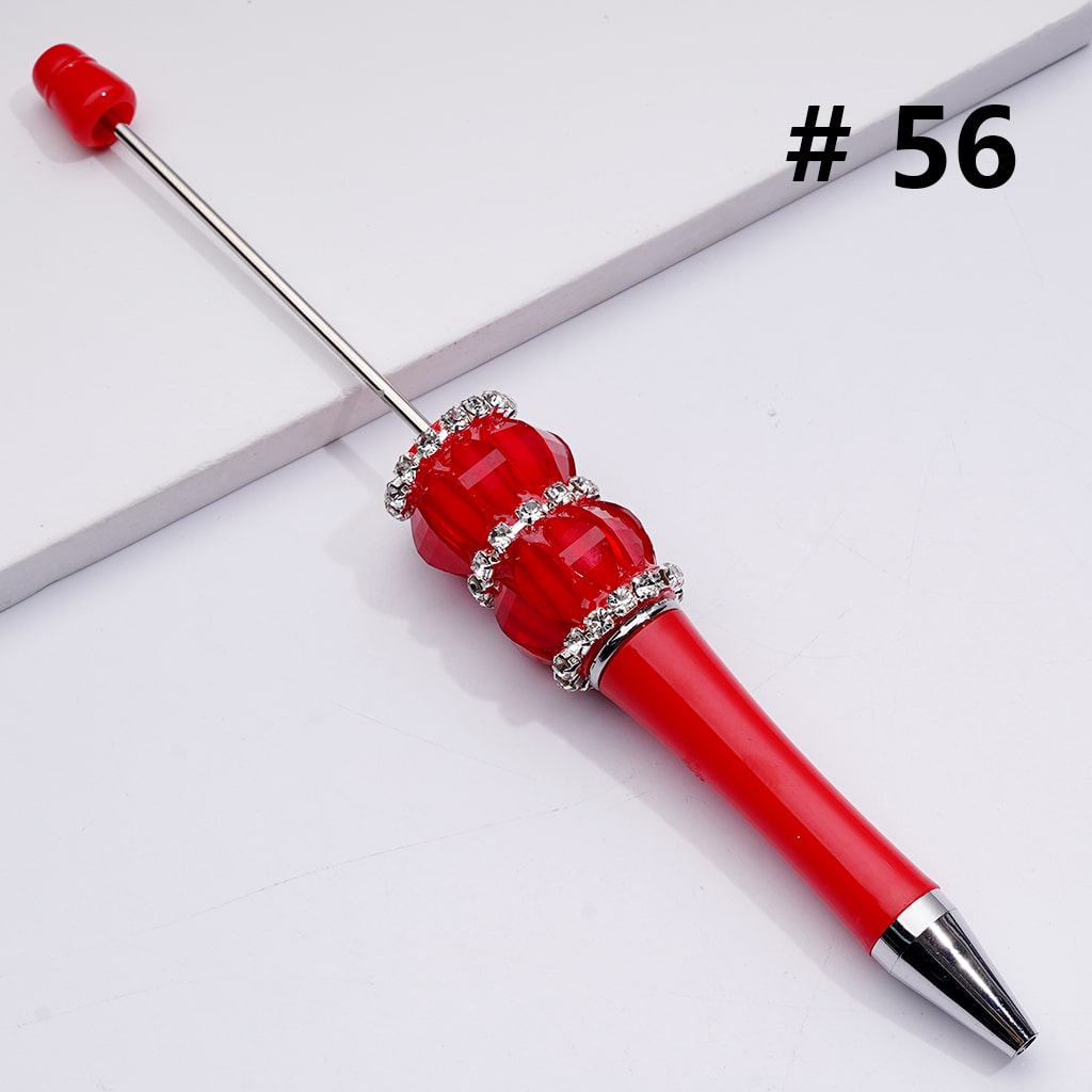 Solid Color Mini Pumpkin Charms Beadable Pens with Clear Rhinestones Chains