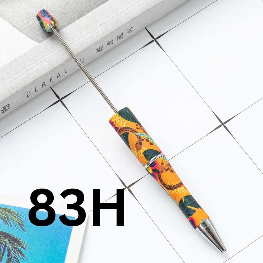 Green and Yellow Printed Beadable Pens Number 83H
