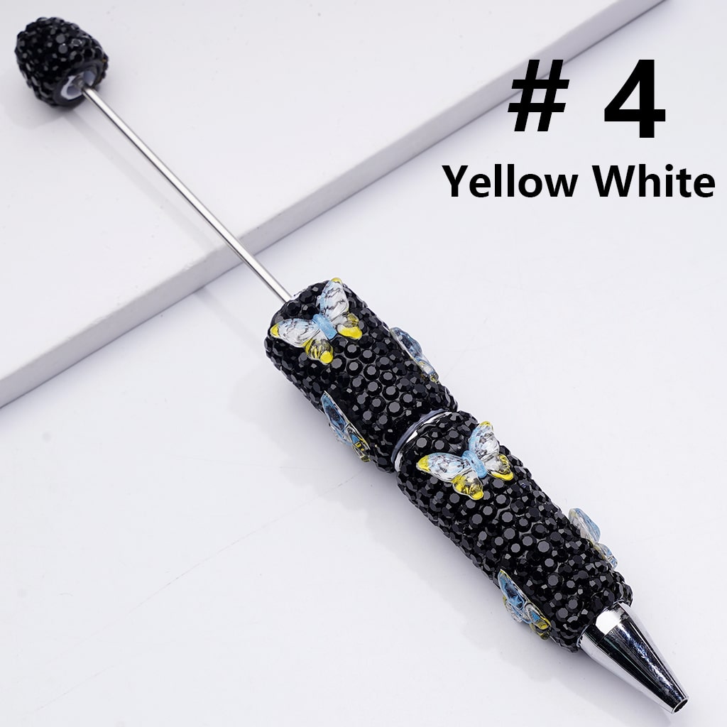 Black Rhinestones Double Color Butterfly Beadable Clay Pens