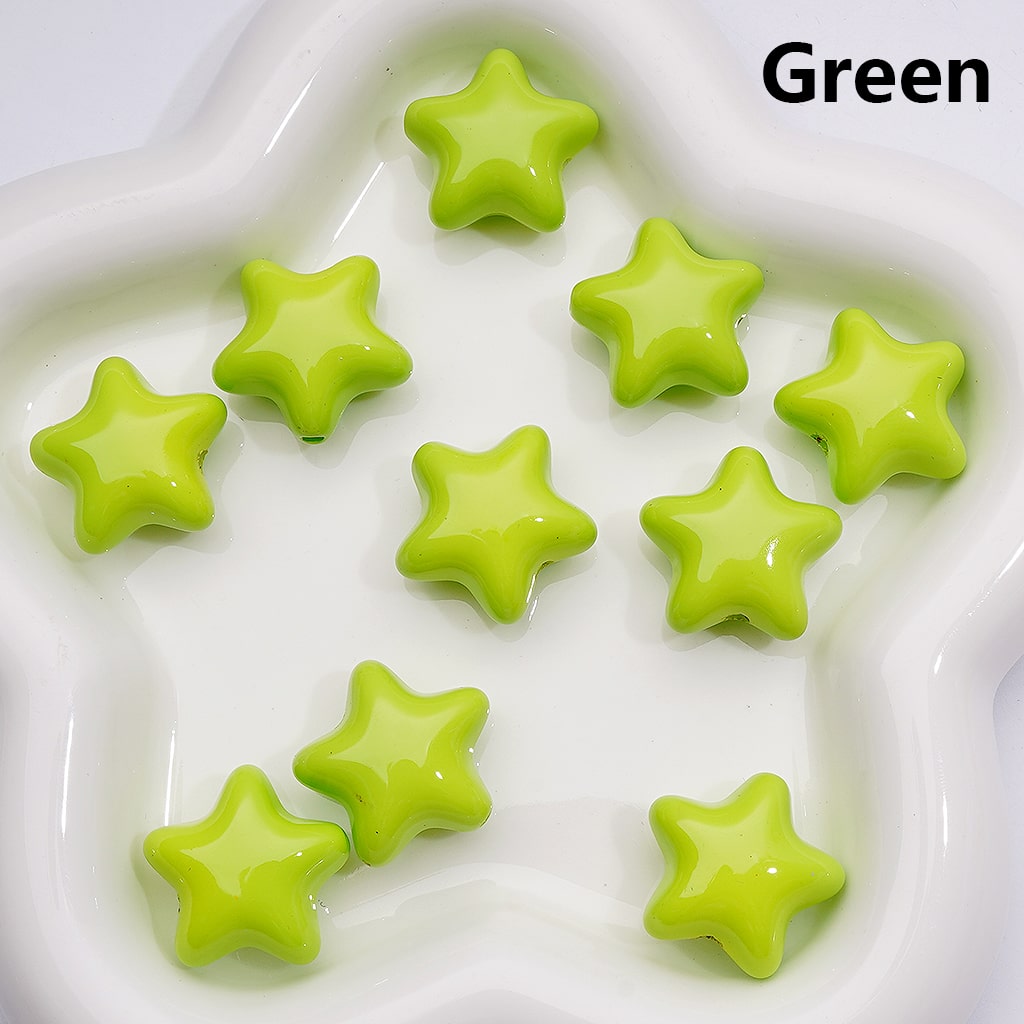Solid Color Five-Pointed Star Acrylic Beads Stoving Varnish 23MM (Single Color is available for 200pcs Whole bag)