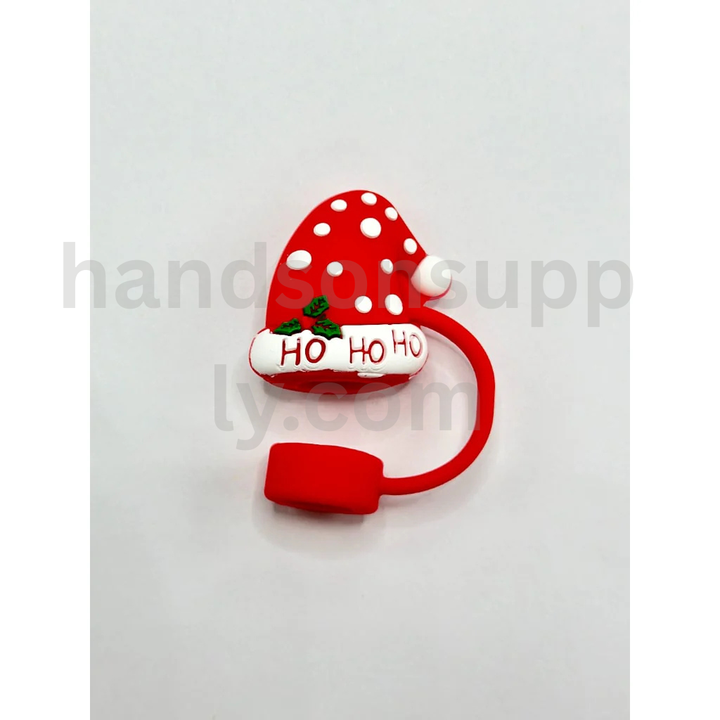 Christmas Holiday Cup Accessories in Food Grade Material Silicone Straw Toppers