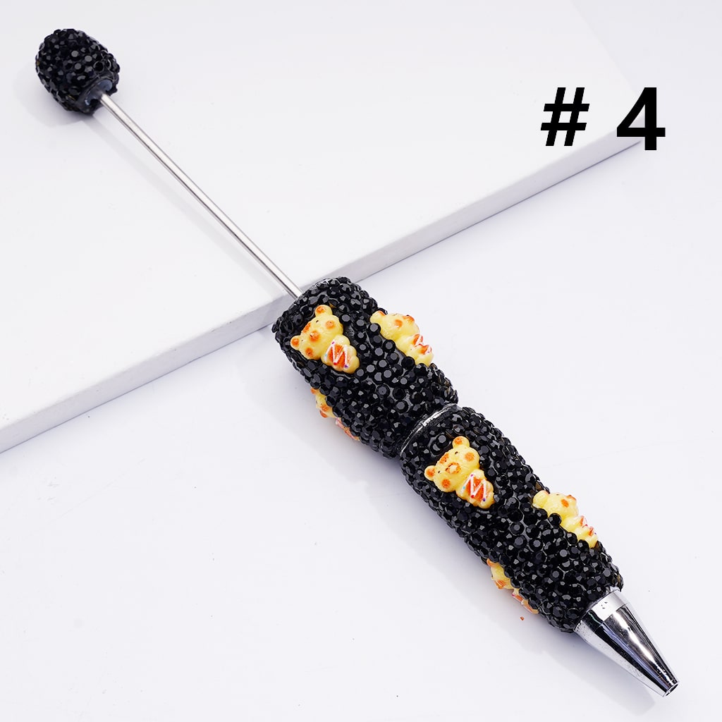 Cute Snack Theme with Bread, Cake, Pizza & Donut Black Rhinestones Clay Pens